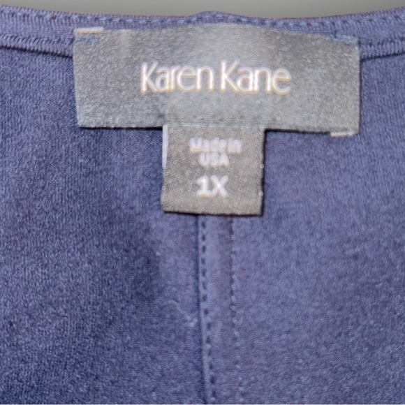 KAREN KANE V-Neck Fringe Dress - Navy Plus 1X - Picture 6 of 15